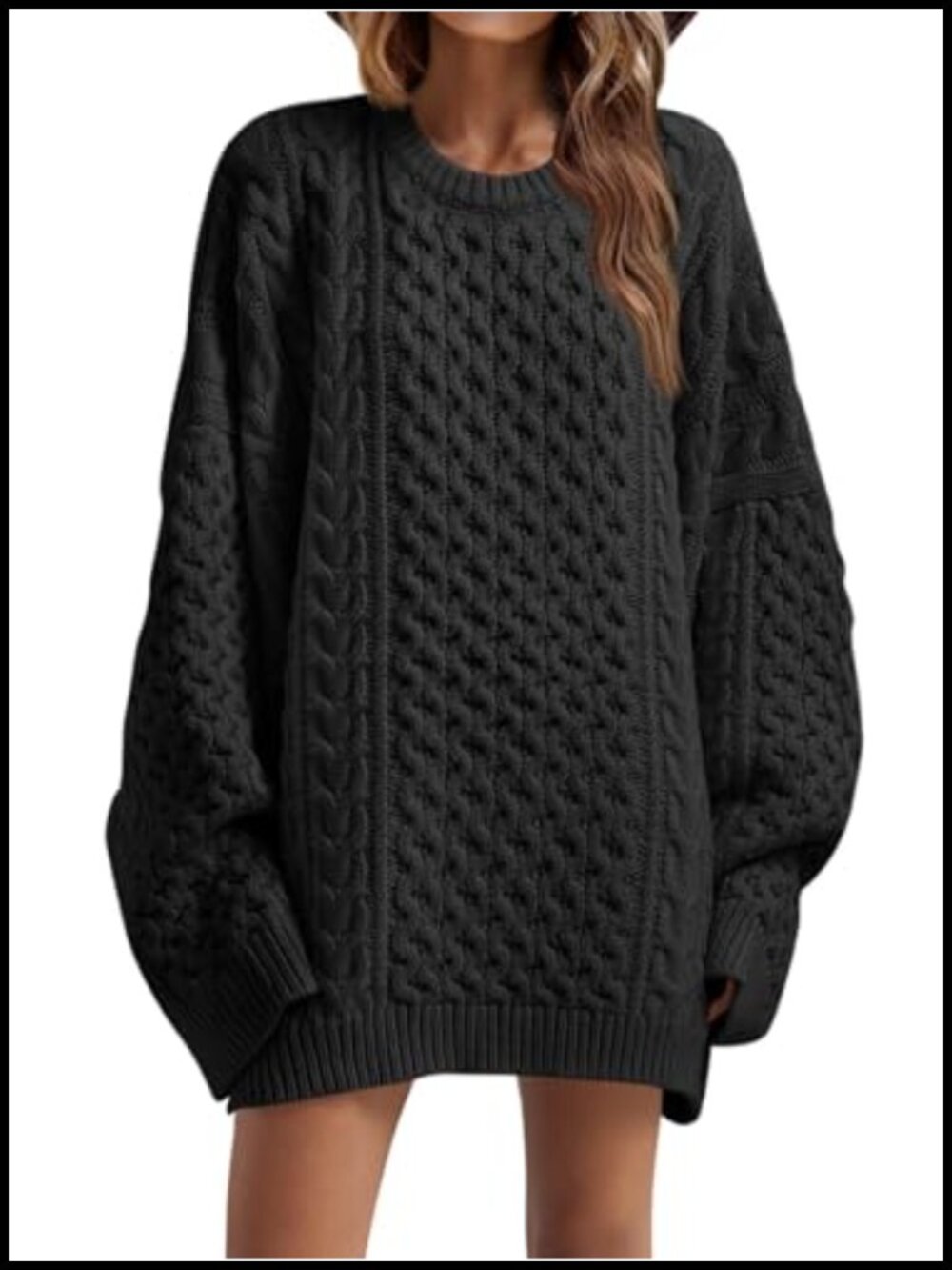 Chunky Cable Knit Oversized Sweater Tunic for Women